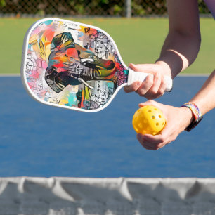 Colourful Abstract Elephant Pickleball Paddle