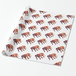 Colourful abstract elephant wrapping paper