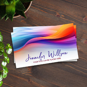 Colourful Abstract Energy Flow Wave Business Card