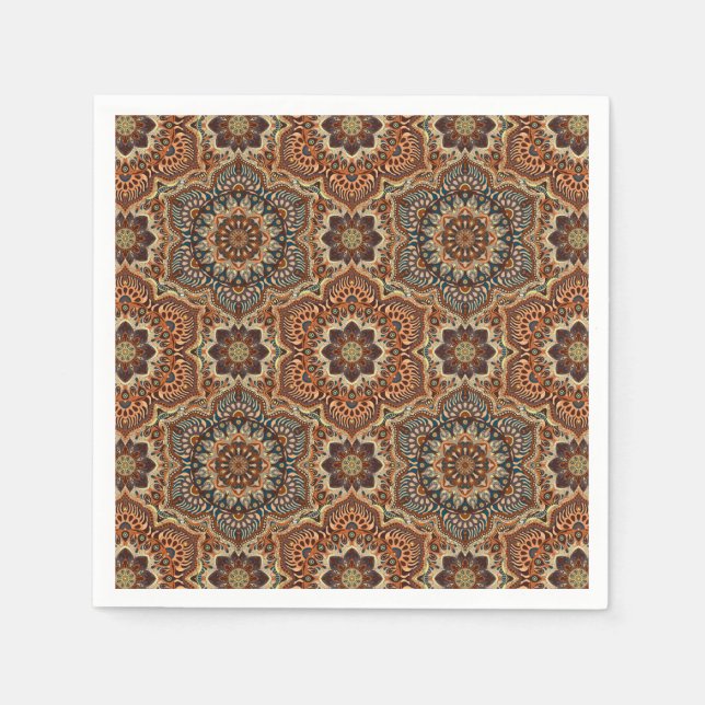 Colourful abstract ethnic floral mandala pattern d napkin (Front)