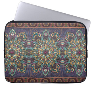 Colourful abstract ethnic floral mandala pattern laptop sleeve