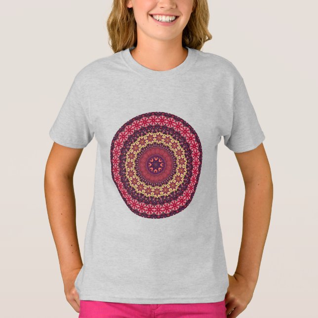 Colourful abstract ethnic floral mandala pattern T-Shirt (Front)