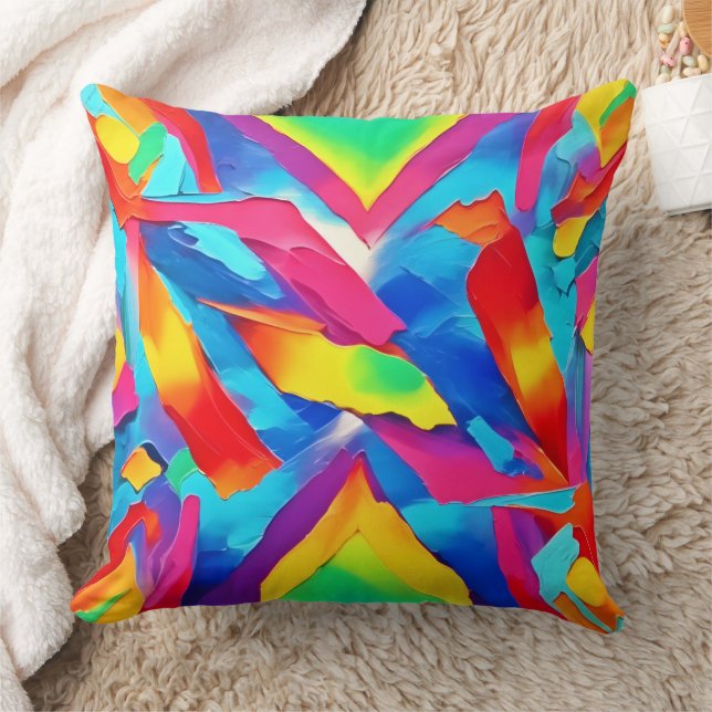 Colourful Abstract Expressionism Art Cushion (Blanket)