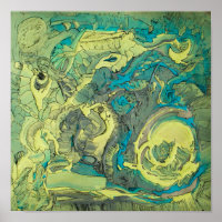 Colourful Abstract Expressionism Art Green Archiva