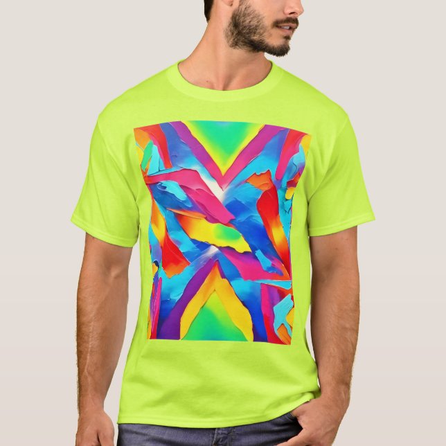 Colourful Abstract Expressionism Art T-Shirt (Front)