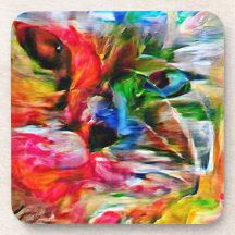 Colourful Abstract Expressionist Cat Art Print"