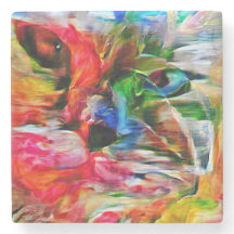 Colourful Abstract Expressionist Cat Art Print"