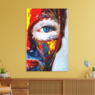 Colourful Abstract Face Art Canvas Print