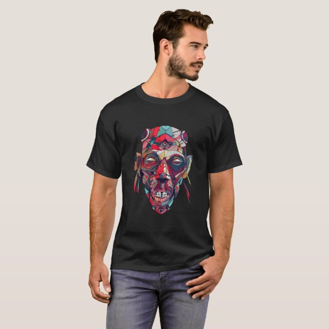Colourful Abstract Face Art T-Shirt (Front Full)