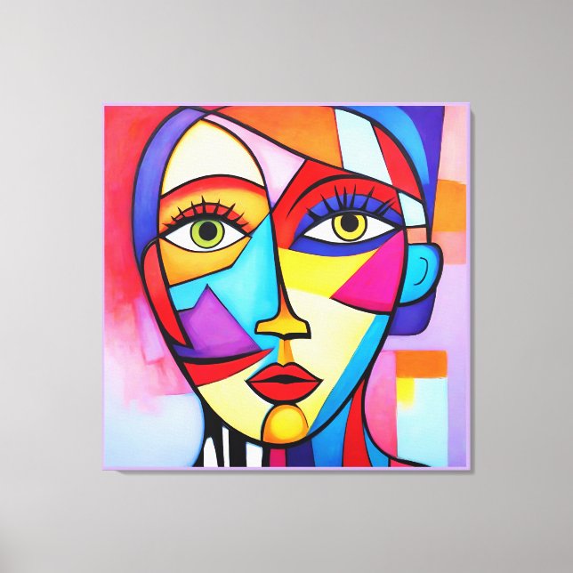 Colourful Abstract Face Cubism  Canvas Print (Front)