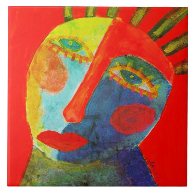 Colourful Abstract Face Painting Tile (Front)