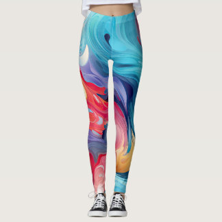 Colourful abstract fantasy leggings
