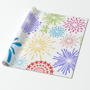 Colourful abstract fireworks pattern wrapping paper