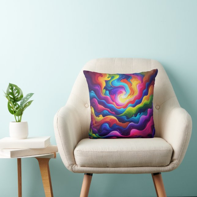 Colourful Abstract Fish Design | Artistic Fishing  Cushion (Chair)