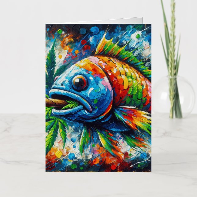 Colourful Abstract Fish  Foil Greeting Card (Front)