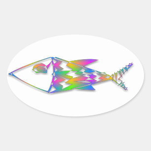 Colourful Abstract Fish Oval Sticker