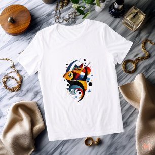 Colourful Abstract Fish T-Shirt   Modern Geometric Tri-Blend Shirt