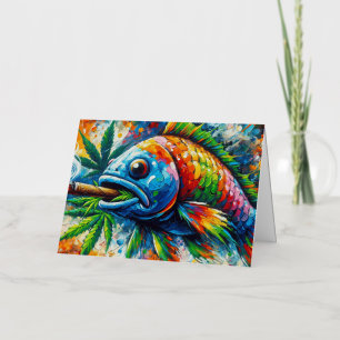 Colourful Abstract Fish Wall Decor Art Foil Greeting Card