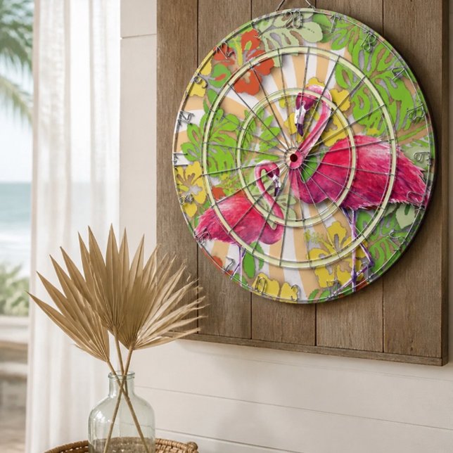 Colourful Abstract Flamingo & Floral Dartboard (Creator Uploaded)