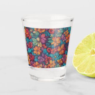 Colourful Abstract Floral #323 Shot Glass
