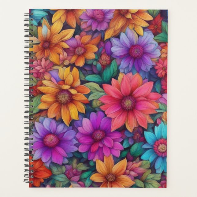 Colourful Abstract Floral #444 -  Planner (Front)
