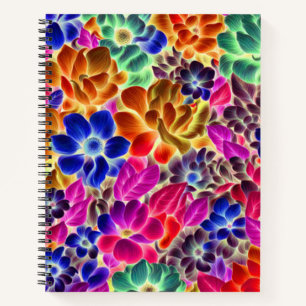 Colourful Abstract Floral #887 - Spiral Notebook