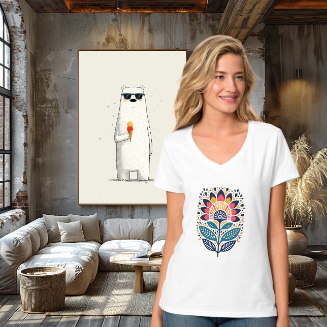 Colourful Abstract Floral Art Design T-Shirt (Creator Uploaded)