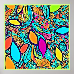 Colourful Abstract Floral Art Poster