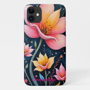 Colourful Abstract Floral Art Your Name Case-Mate iPhone Case