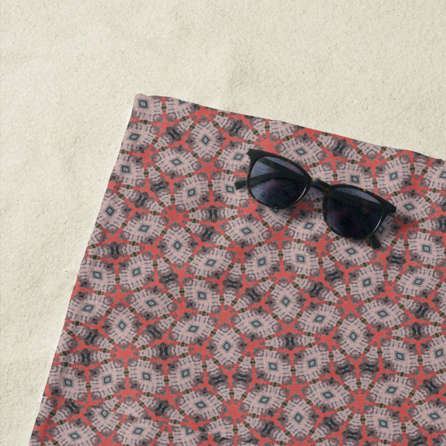 Colourful Abstract Floral Beach Towel (In Situ)