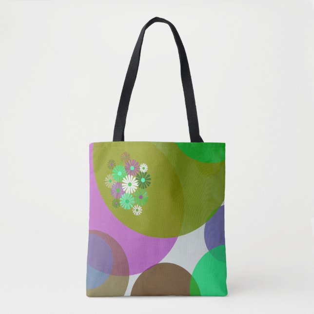 Colourful Abstract Floral Circles Tote Bag (Front)