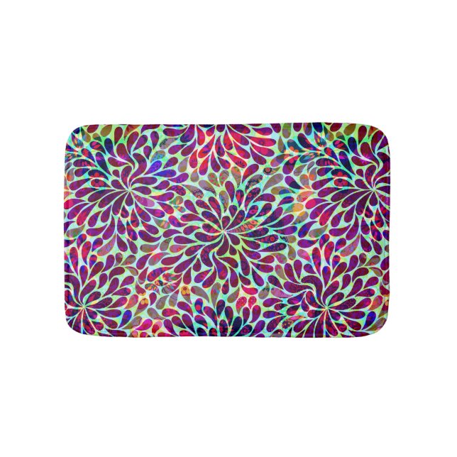 Colourful Abstract Floral Design Bath Mat (Front)