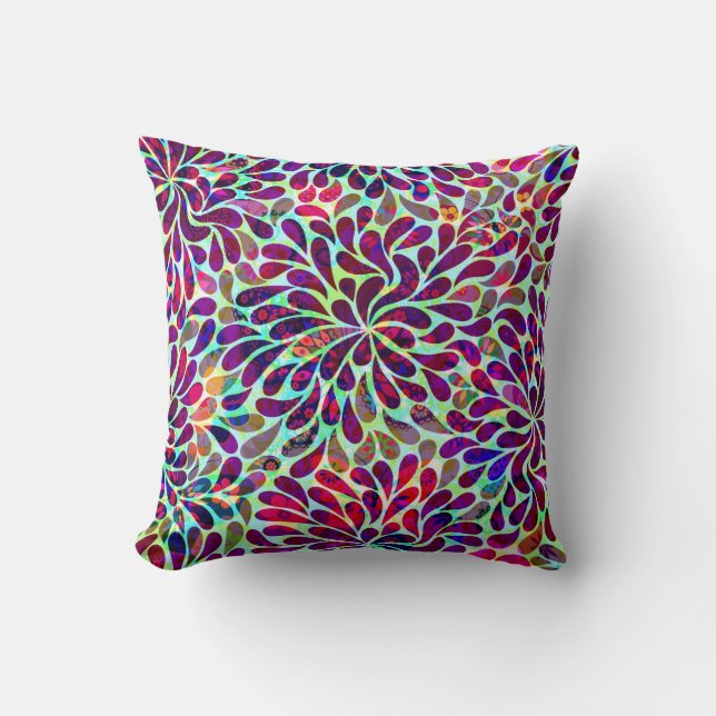 Colourful Abstract Floral Design Cushion (Front)
