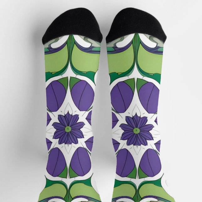 Colourful Abstract Floral Design Socks (Top)