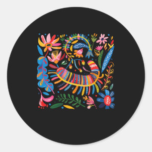 Colourful Abstract Floral Illustration With Vibran Classic Round Sticker