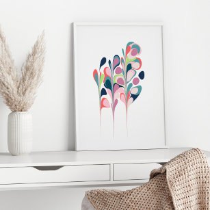 Colourful Abstract Floral Minimalist Art Design Poster