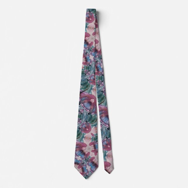 colourful abstract Floral painted  Tie (Front)