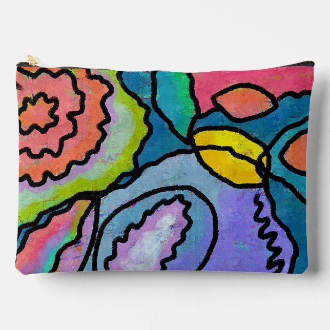 Colourful Abstract Floral Painting Accessory Pouch (Front)