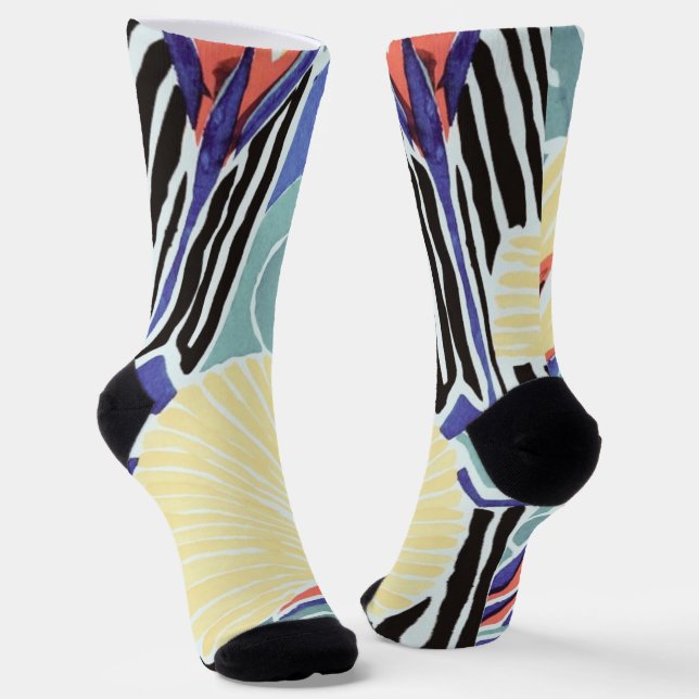 Colourful Abstract Floral Pattern by E.A. Séguy Socks (Angled)