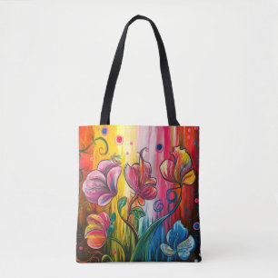 Colourful Abstract Floral Tote Bag