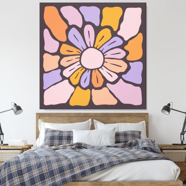 Colourful Abstract Flower Canvas Print (Insitu(Bedroom))