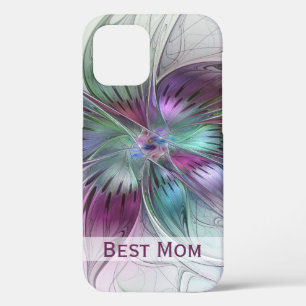 Colourful Abstract Flower Floral Fractal Best Mum iPhone 12 Case