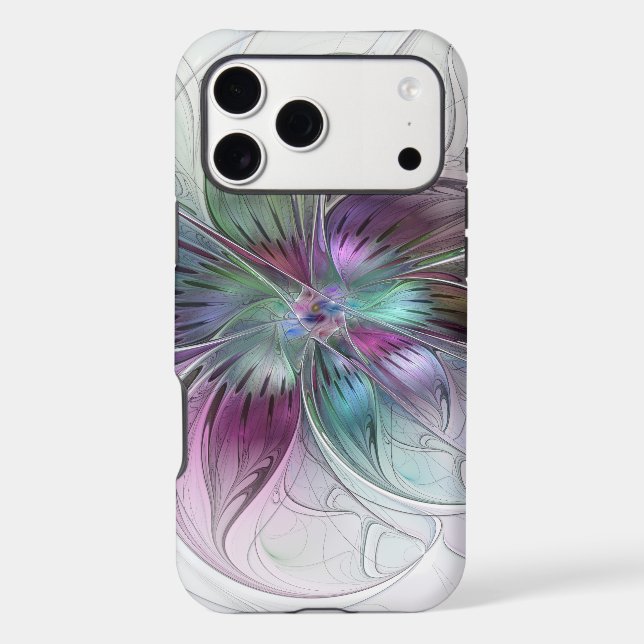 Colourful Abstract Flower Modern Floral Fractal Ar (Back)