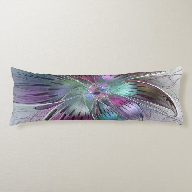 Colourful Abstract Flower Modern Floral Fractal Ar Body Cushion (Front)