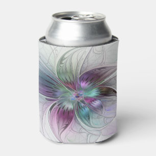 Colourful Abstract Flower Modern Floral Fractal Ar Can Cooler