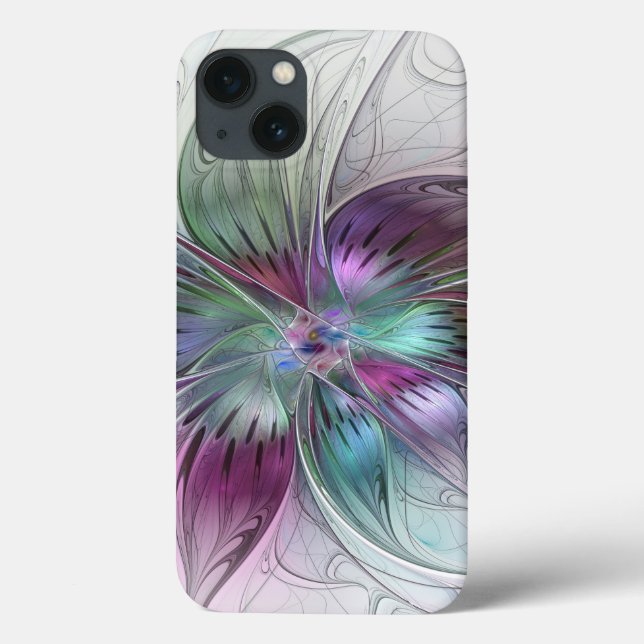 Colourful Abstract Flower Modern Floral Fractal Ar Case-Mate iPhone Case (Back)