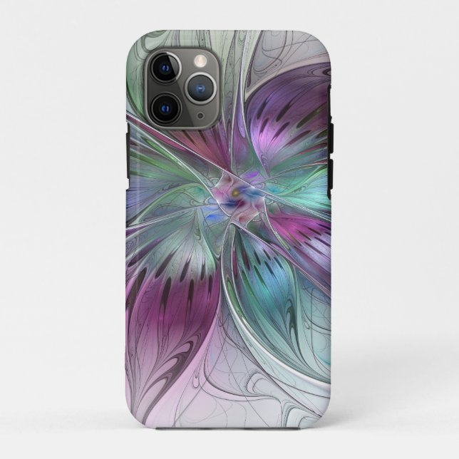 Colourful Abstract Flower Modern Floral Fractal Ar Case-Mate iPhone Case (Back)