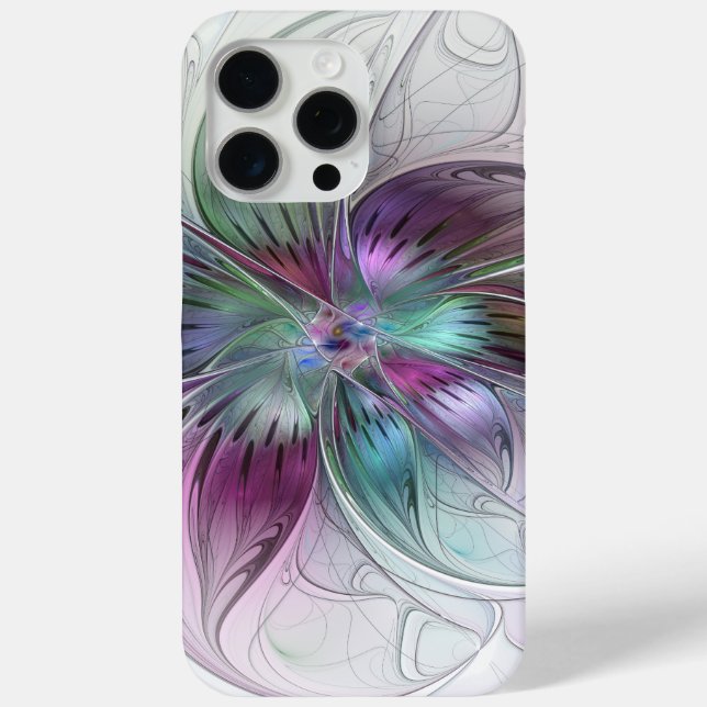 Colourful Abstract Flower Modern Floral Fractal Ar Case-Mate iPhone Case (Back)