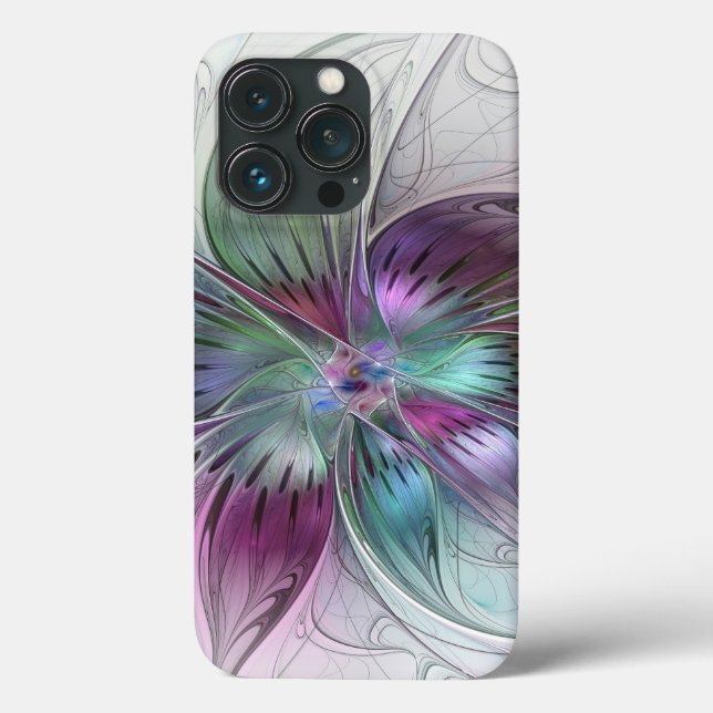 Colourful Abstract Flower Modern Floral Fractal Ar Case-Mate iPhone Case (Back)