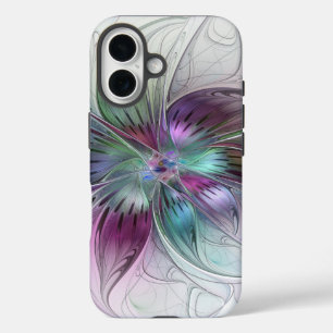 Colourful Abstract Flower Modern Floral Fractal Ar iPhone 16 Case